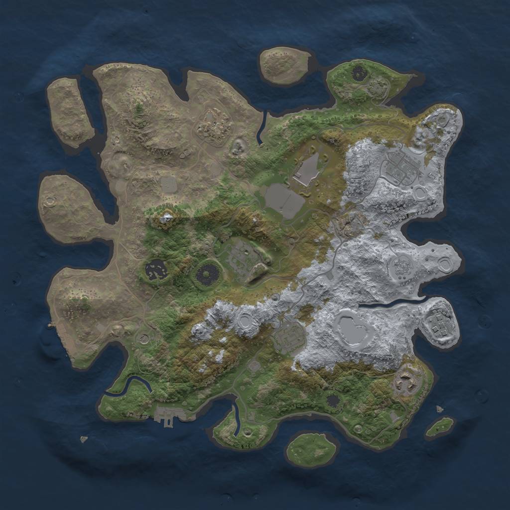 Rust Map: Procedural Map, Size: 3500, Seed: 63231716, 16 Monuments