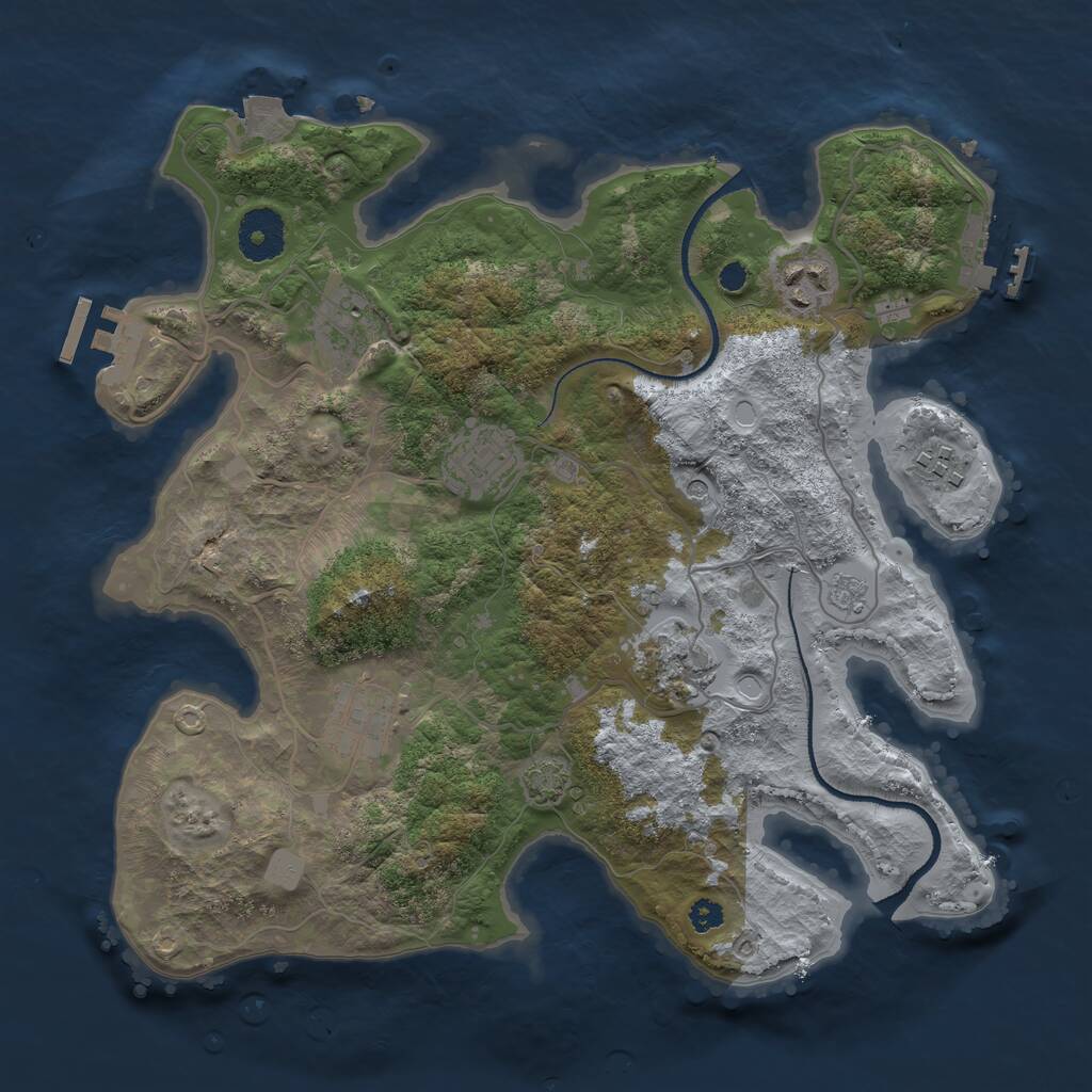 Rust Map: Procedural Map, Size: 3250, Seed: 115935, 12 Monuments