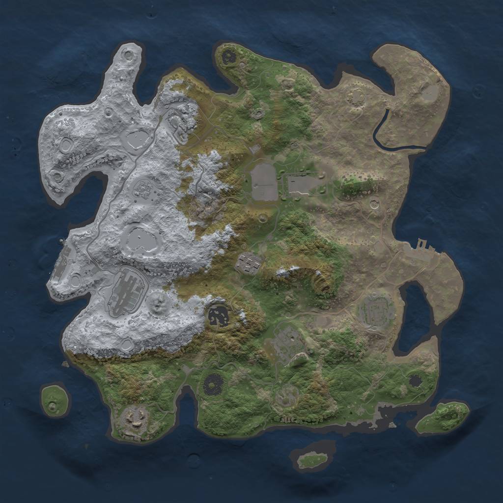 Rust Map: Procedural Map, Size: 3500, Seed: 988699030, 16 Monuments