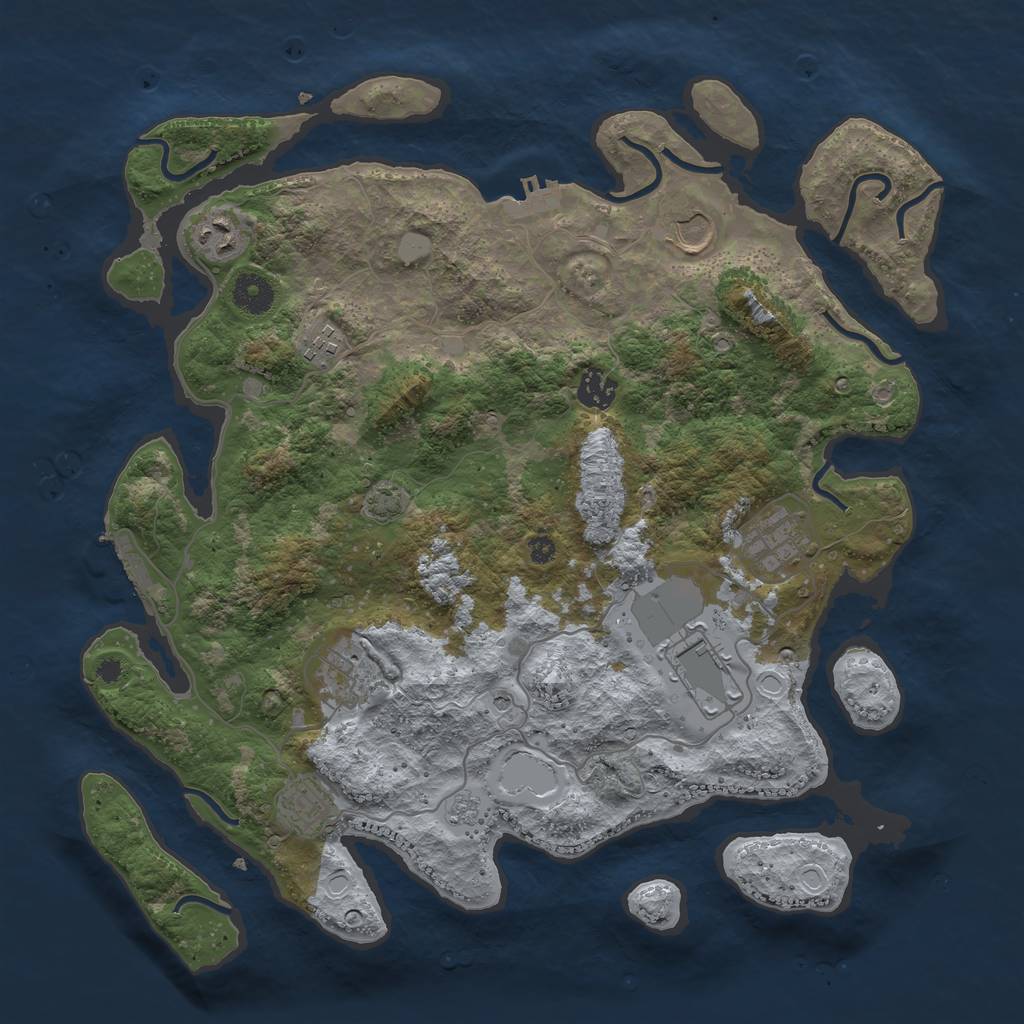 Rust Map: Procedural Map, Size: 3800, Seed: 278431395, 16 Monuments