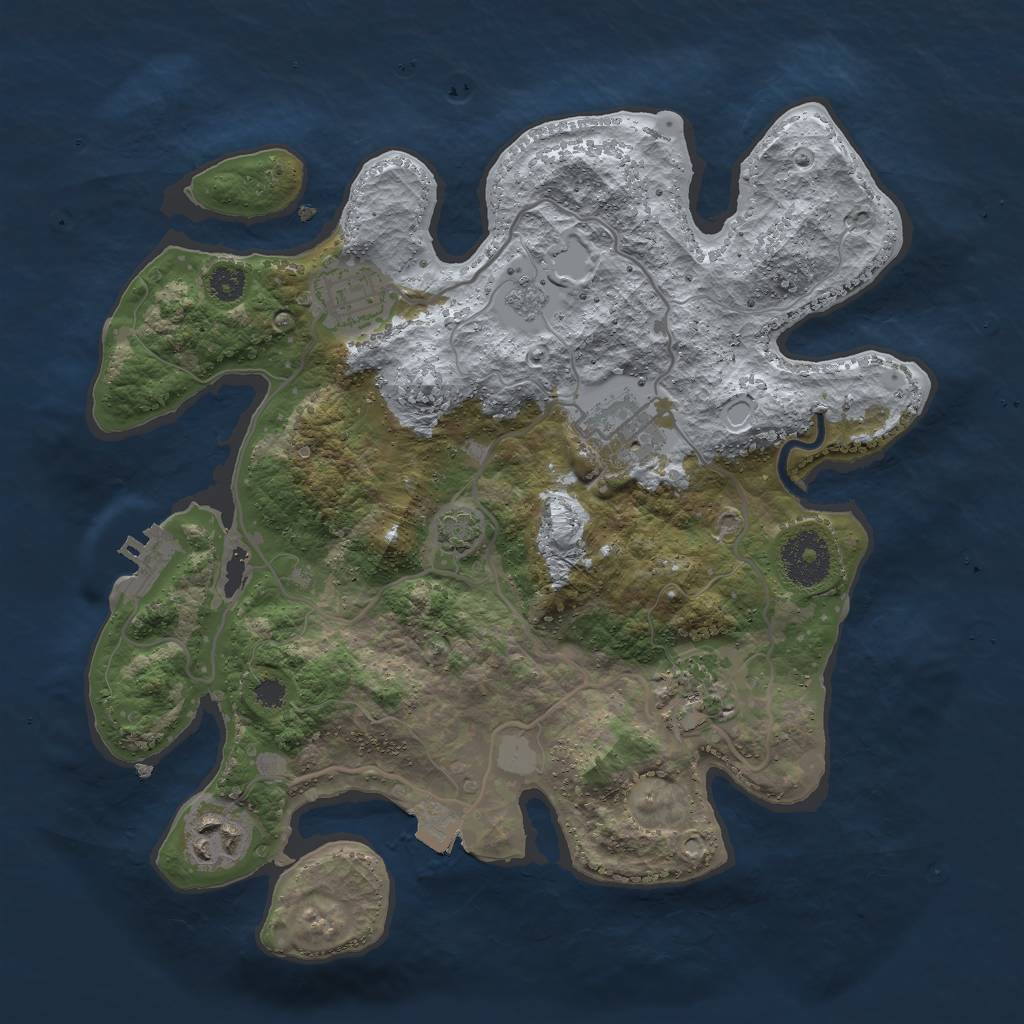 Rust Map: Procedural Map, Size: 3000, Seed: 1152354237, 10 Monuments