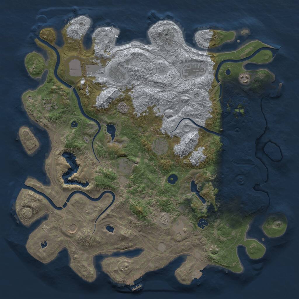 Rust Map: Procedural Map, Size: 4500, Seed: 1037719208, 17 Monuments