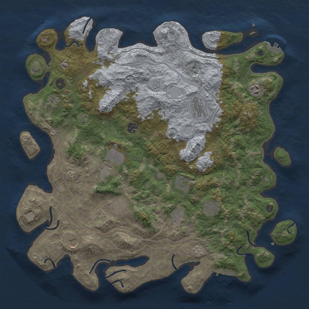 Rust Map: Procedural Map, Size: 4500, Seed: 1037719208, 19 Monuments