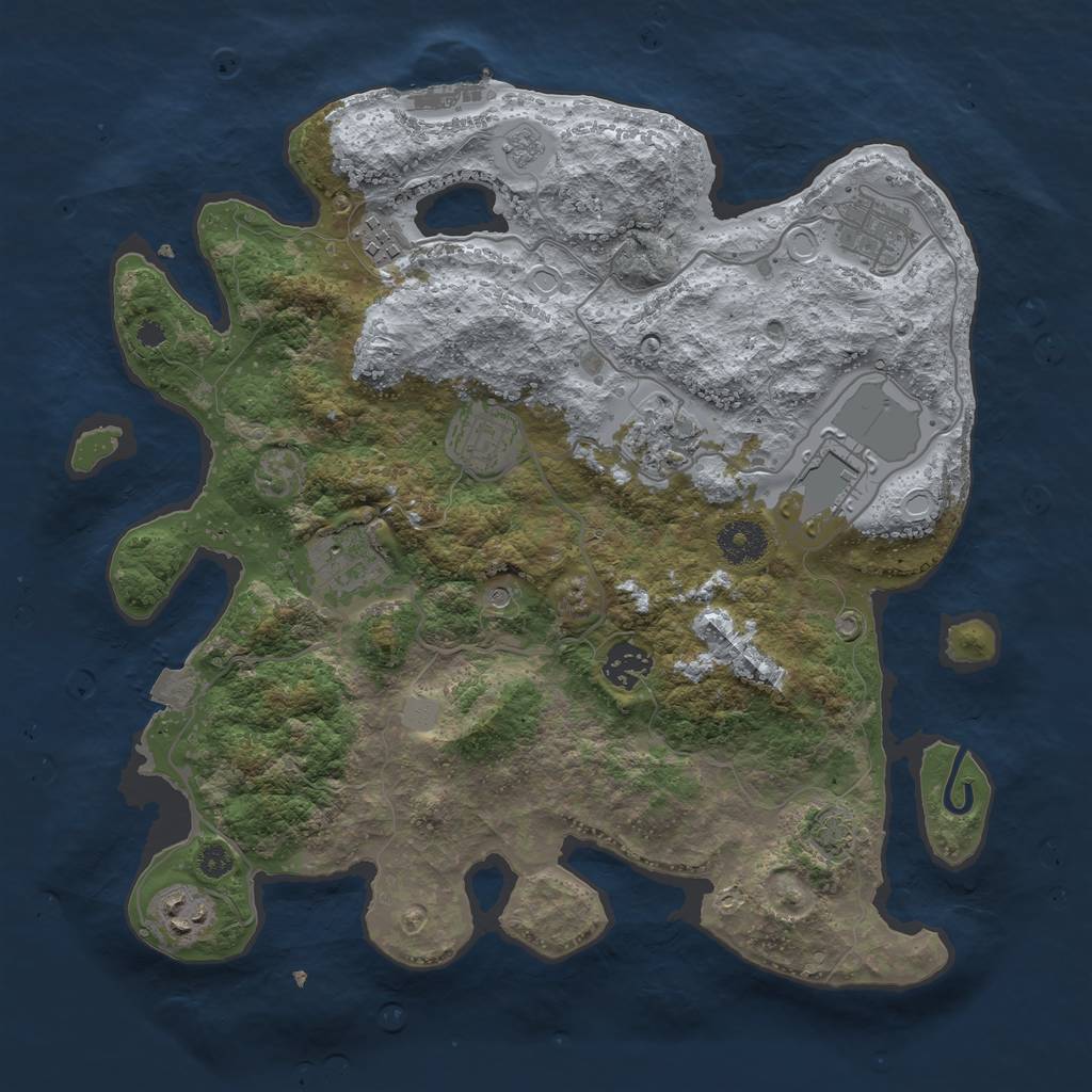 Rust Map: Procedural Map, Size: 3500, Seed: 1278683842, 15 Monuments