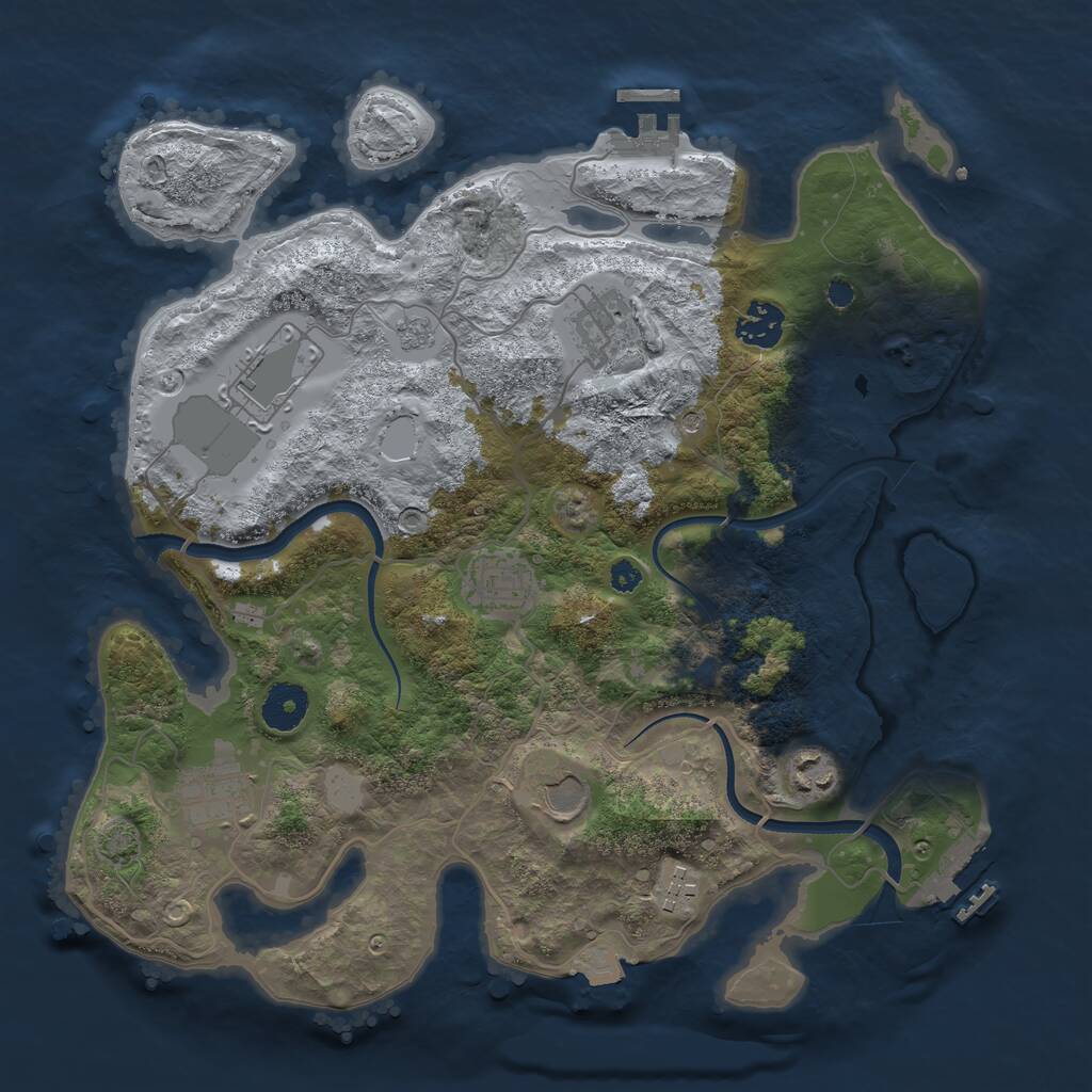 Rust Map: Procedural Map, Size: 3500, Seed: 1023602728, 14 Monuments