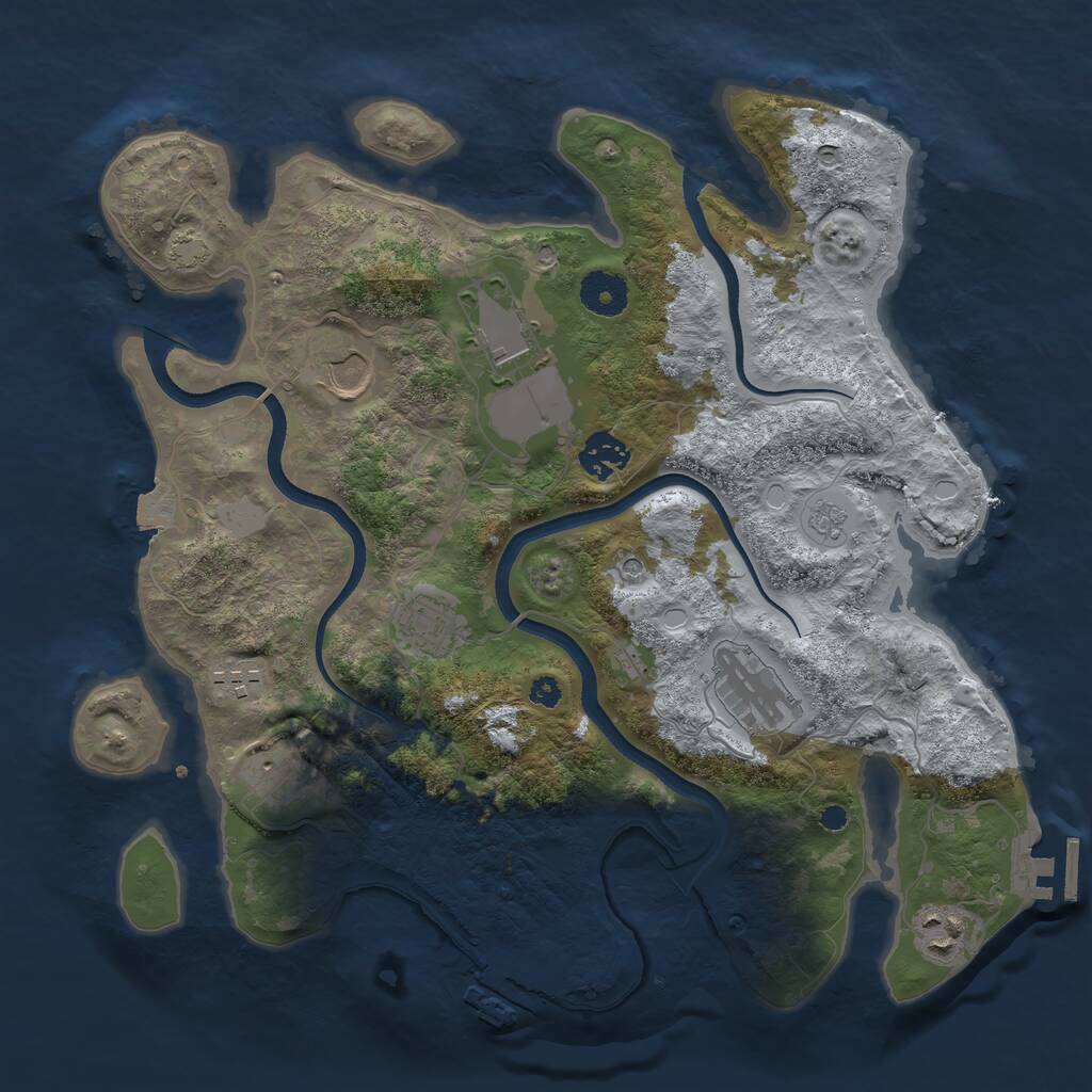 Rust Map: Procedural Map, Size: 3500, Seed: 1792646148, 14 Monuments