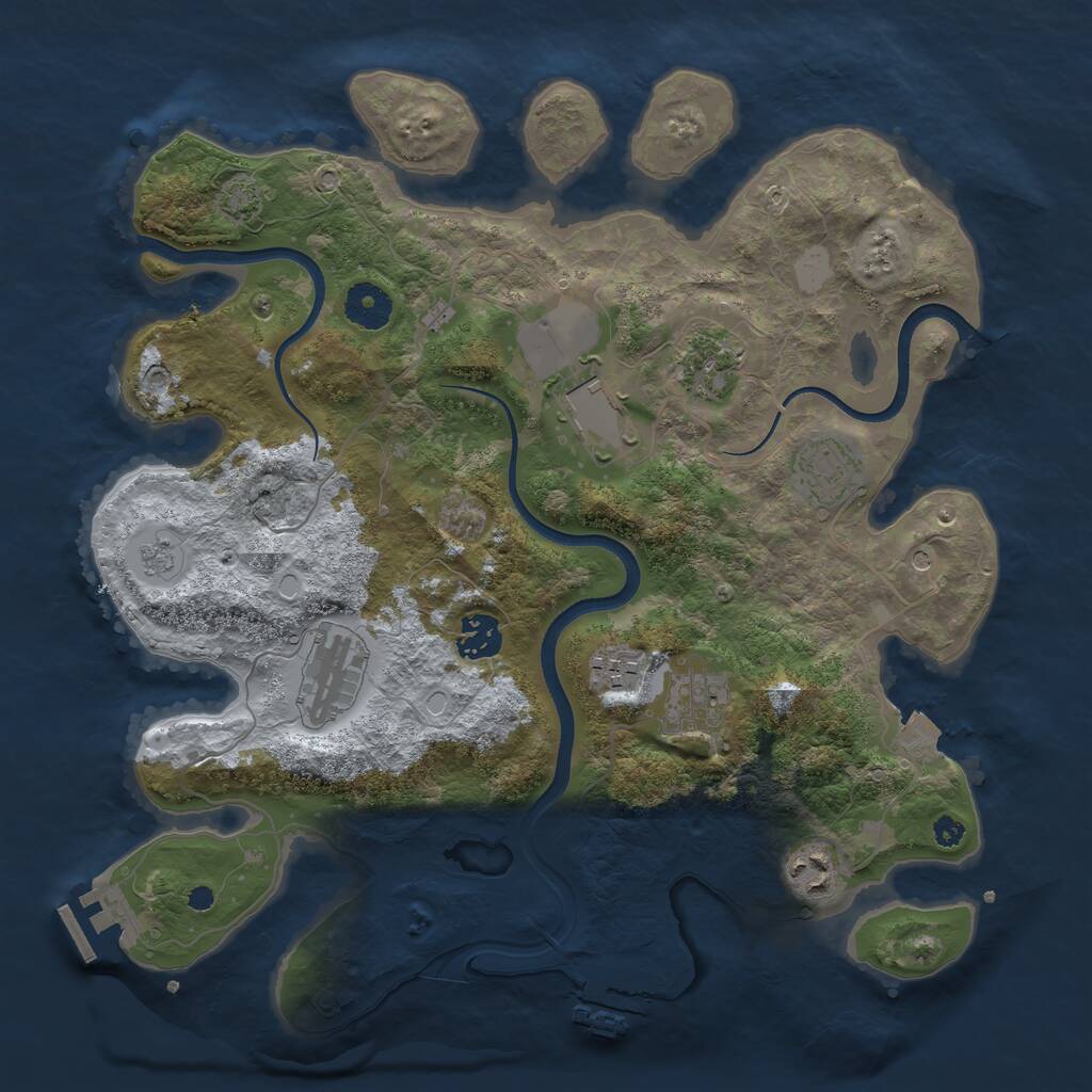 Rust Map: Procedural Map, Size: 3550, Seed: 44847323, 14 Monuments