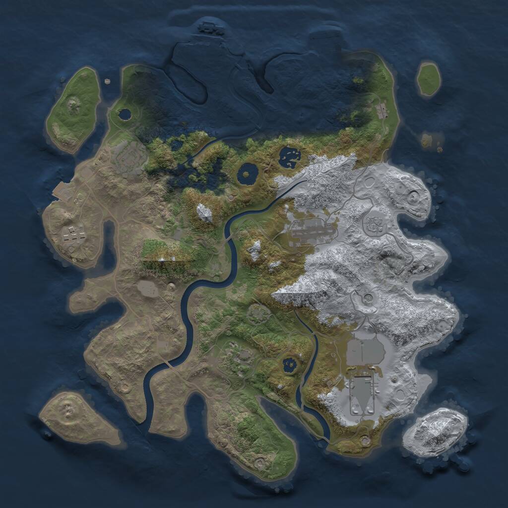 Rust Map: Procedural Map, Size: 3500, Seed: 1822313891, 12 Monuments