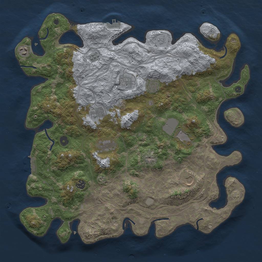 Rust Map: Procedural Map, Size: 4250, Seed: 2057869980, 17 Monuments