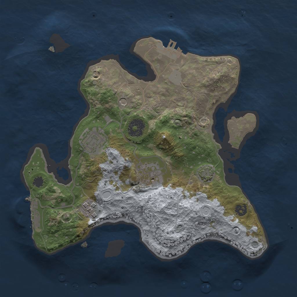 Rust Map: Procedural Map, Size: 2500, Seed: 418181044, 10 Monuments
