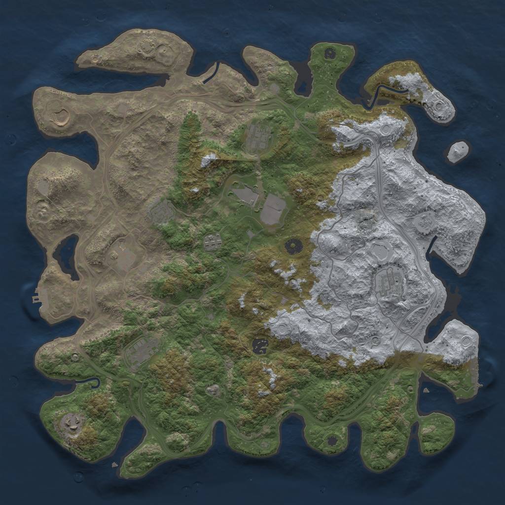 Rust Map: Procedural Map, Size: 4500, Seed: 40351702, 18 Monuments
