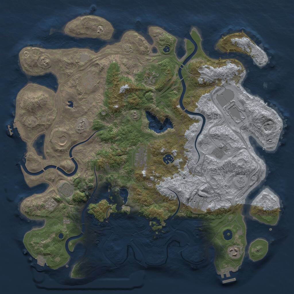 Rust Map: Procedural Map, Size: 4400, Seed: 40351702, 17 Monuments