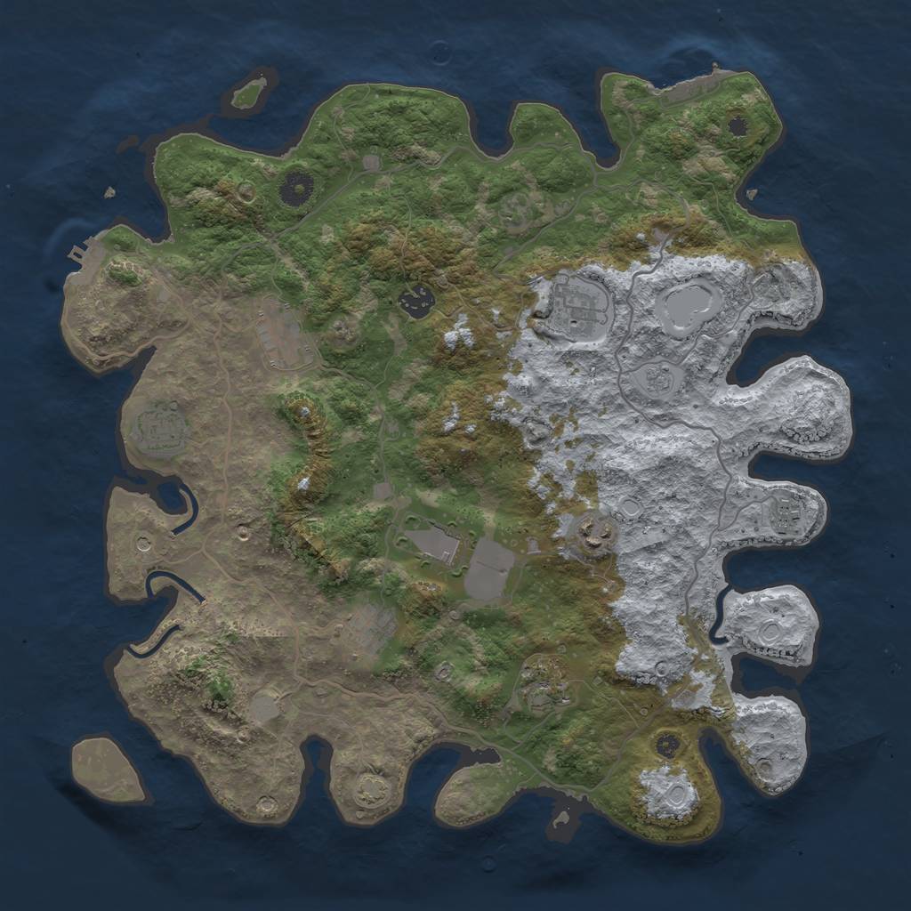 Rust Map: Procedural Map, Size: 4000, Seed: 1415073312, 17 Monuments