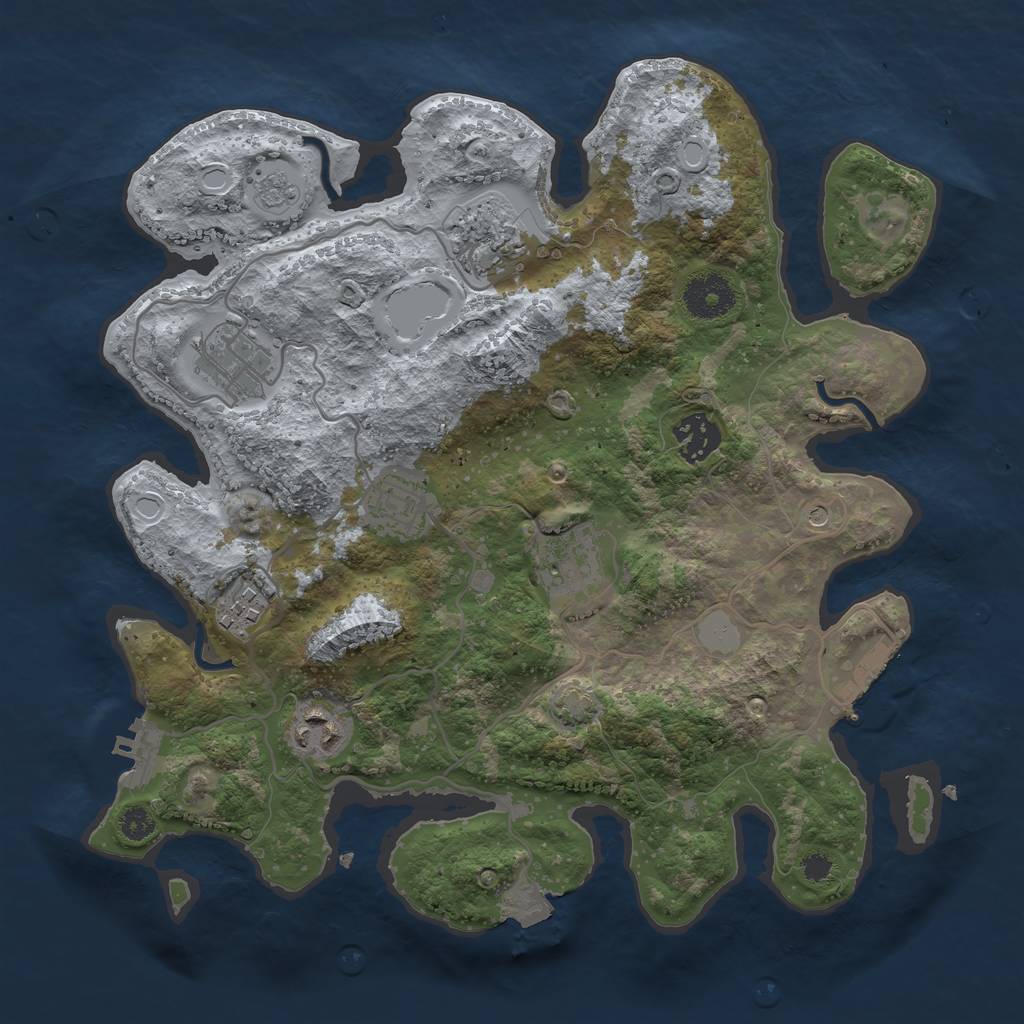 Rust Map: Procedural Map, Size: 3250, Seed: 1835721255, 15 Monuments