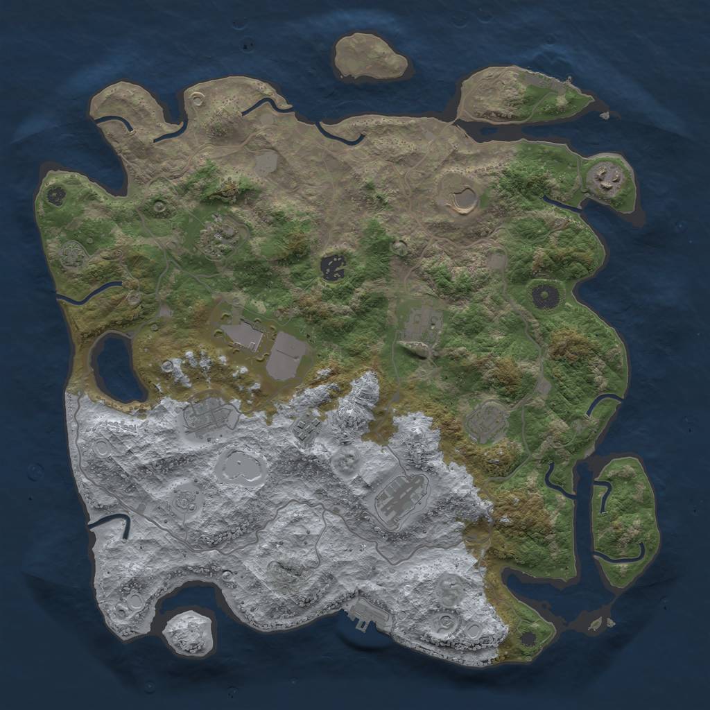 Rust Map: Procedural Map, Size: 4000, Seed: 962869415, 18 Monuments