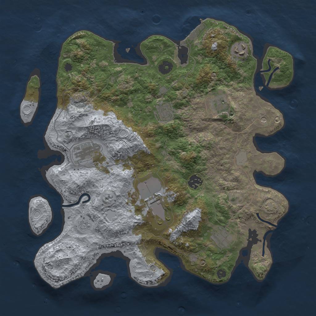 Rust Map: Procedural Map, Size: 3500, Seed: 1235531835, 14 Monuments
