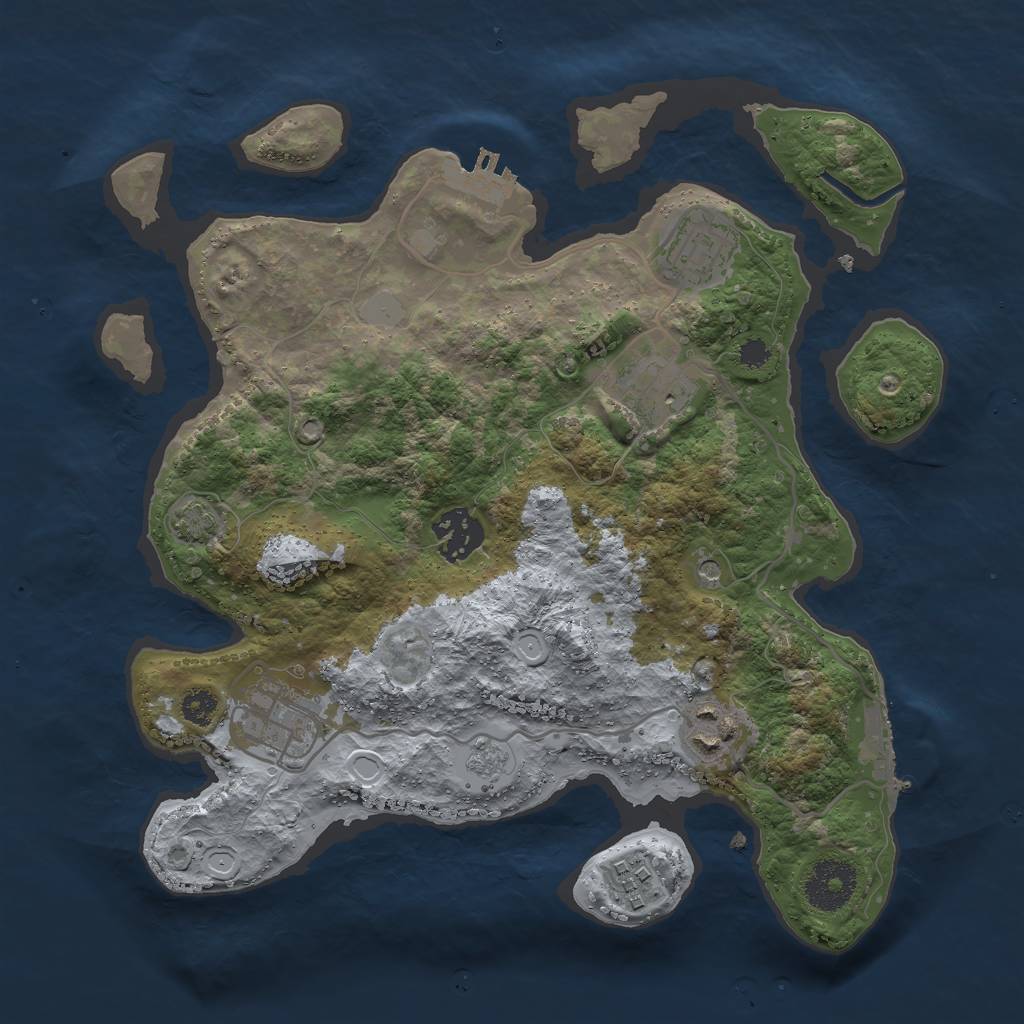 Rust Map: Procedural Map, Size: 3000, Seed: 26642, 14 Monuments