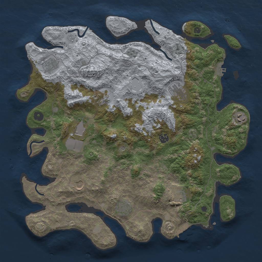 Rust Map: Procedural Map, Size: 4100, Seed: 64925888, 18 Monuments