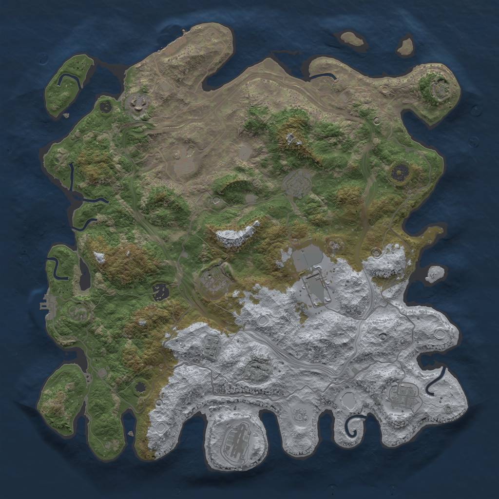 Rust Map: Procedural Map, Size: 4300, Seed: 84551167, 17 Monuments