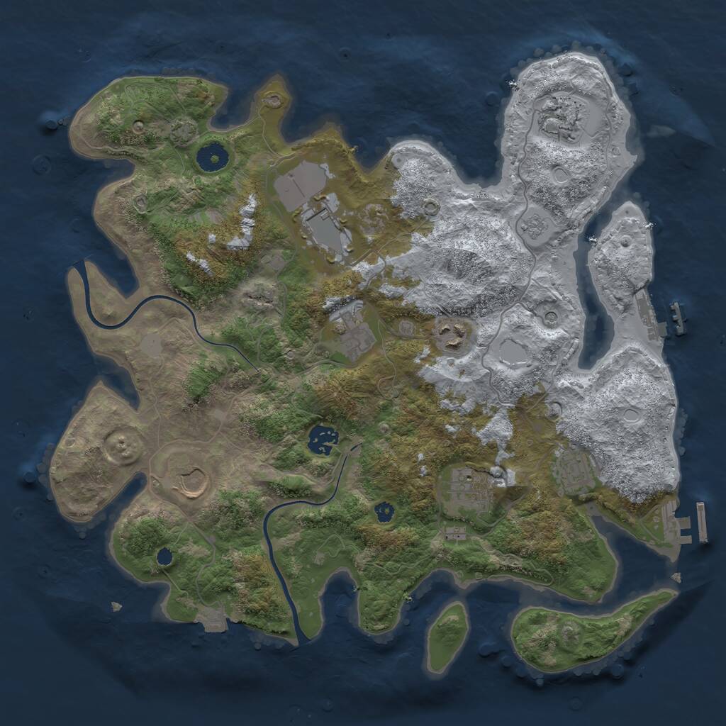 Rust Map: Procedural Map, Size: 3650, Seed: 34832491, 14 Monuments