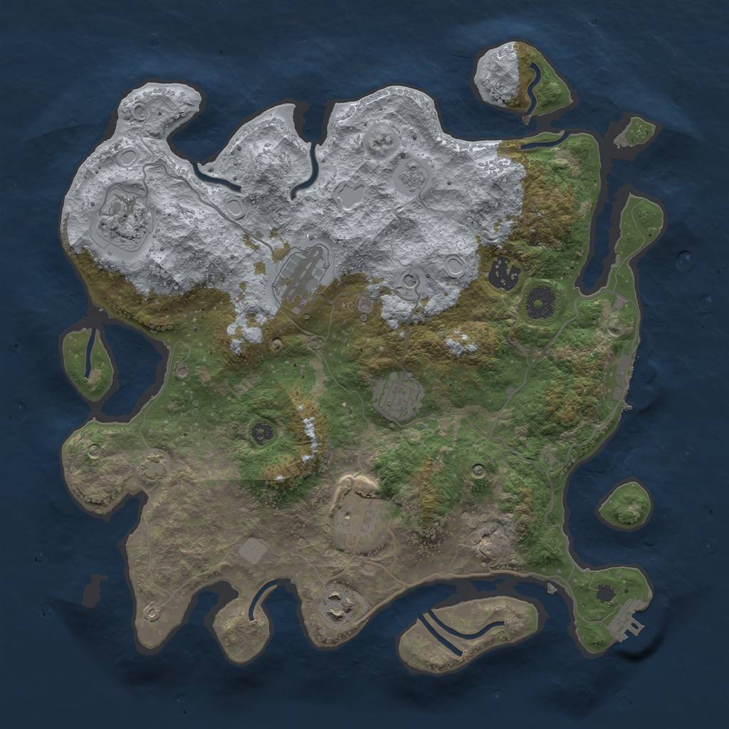 Rust Map: Procedural Map, Size: 3450, Seed: 72993547, 14 Monuments