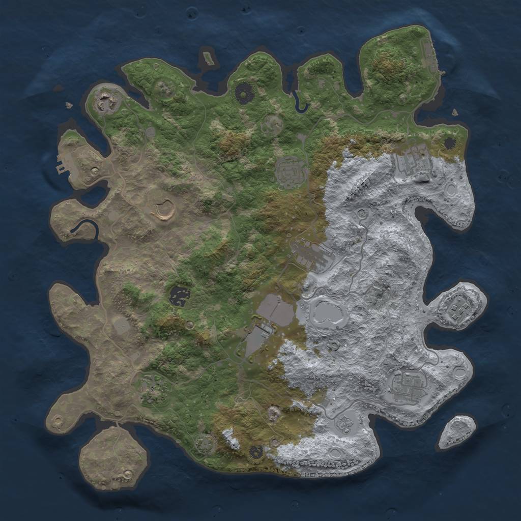 Rust Map: Procedural Map, Size: 3800, Seed: 78509393, 18 Monuments