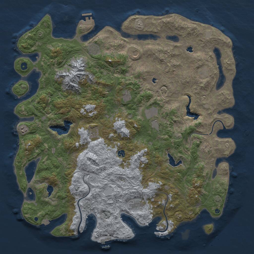 Rust Map: Procedural Map, Size: 5200, Seed: 408310555, 17 Monuments