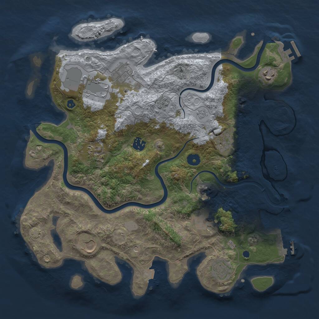 Rust Map: Procedural Map, Size: 3750, Seed: 94766186, 16 Monuments