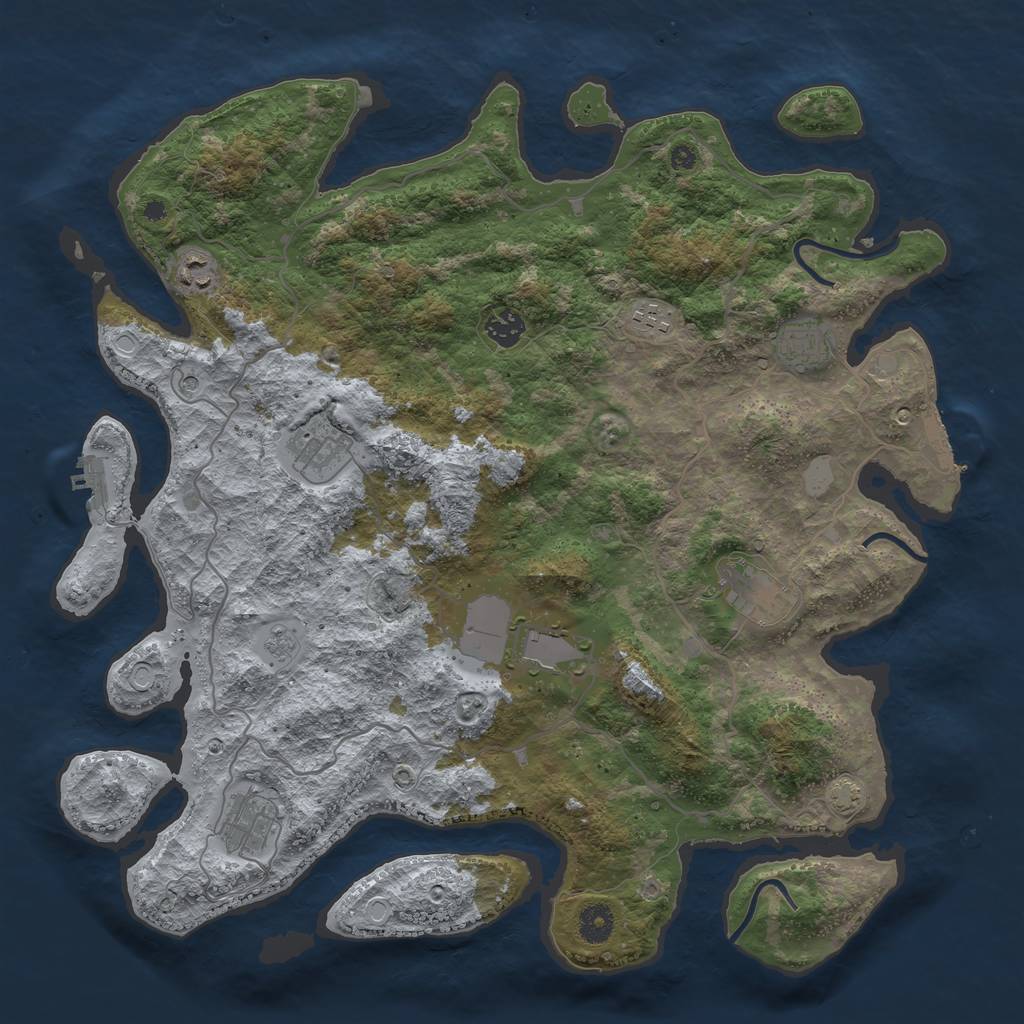 Rust Map: Procedural Map, Size: 4100, Seed: 27840159, 16 Monuments