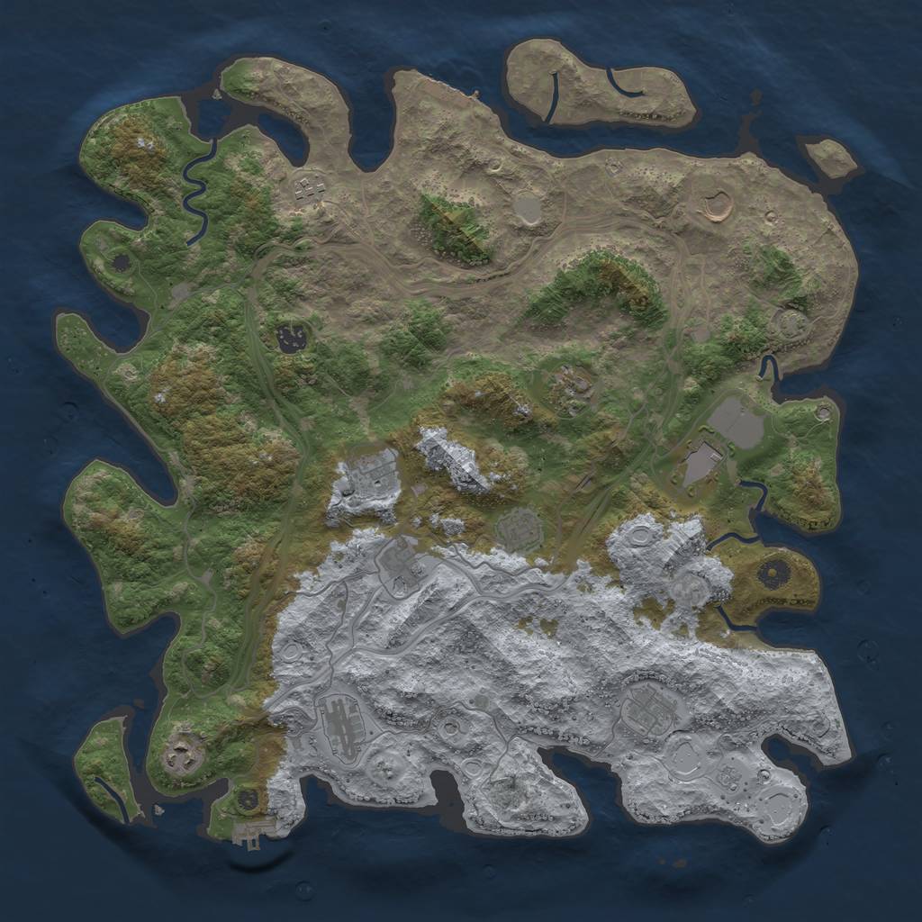 Rust Map: Procedural Map, Size: 4500, Seed: 8573384, 19 Monuments
