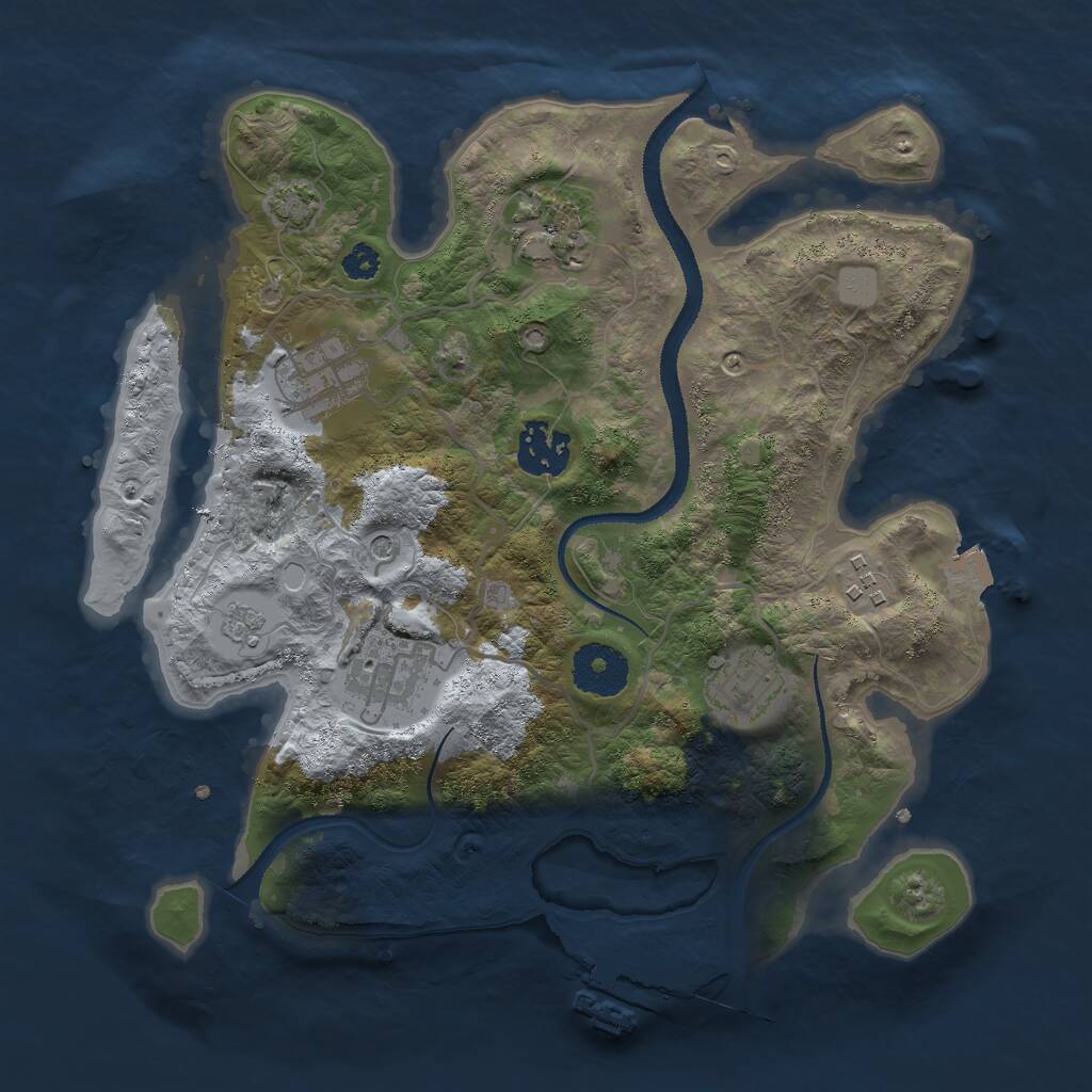Rust Map: Procedural Map, Size: 3000, Seed: 608378742, 11 Monuments