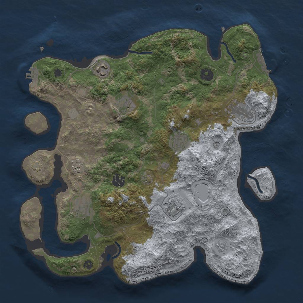 Rust Map: Procedural Map, Size: 3450, Seed: 13263683, 16 Monuments