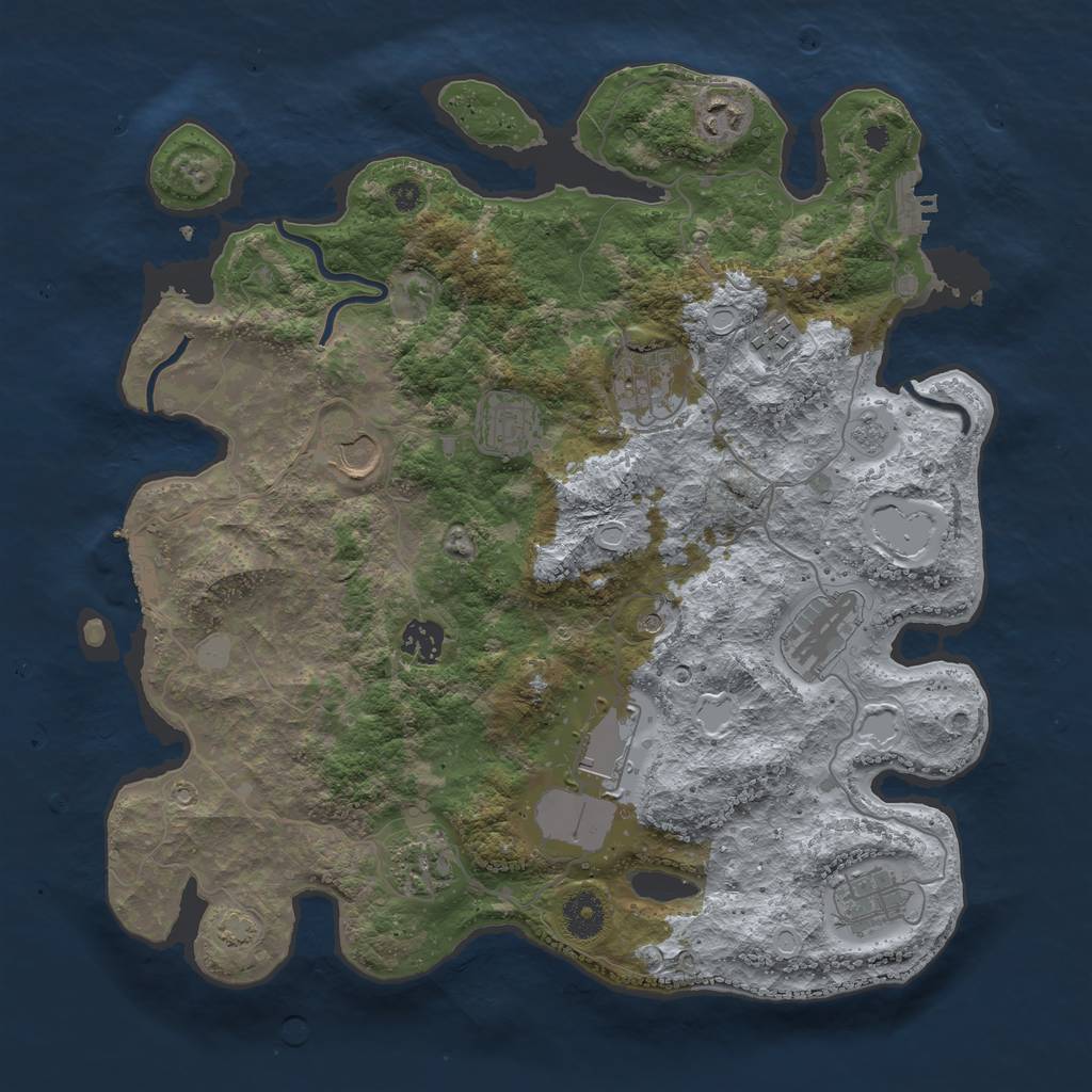 Rust Map: Procedural Map, Size: 3750, Seed: 70242637, 18 Monuments