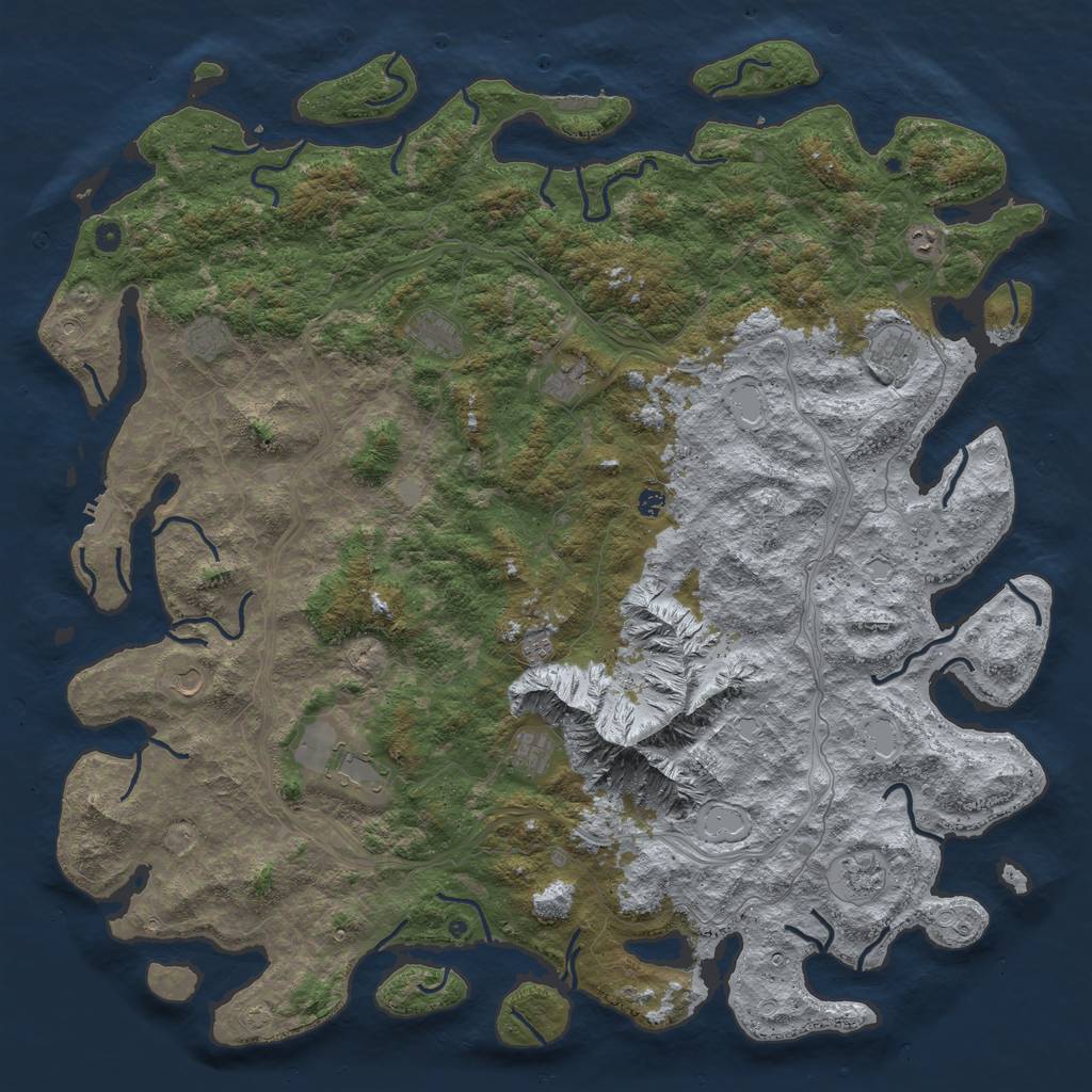 Rust Map: Procedural Map, Size: 6000, Seed: 58146531, 19 Monuments