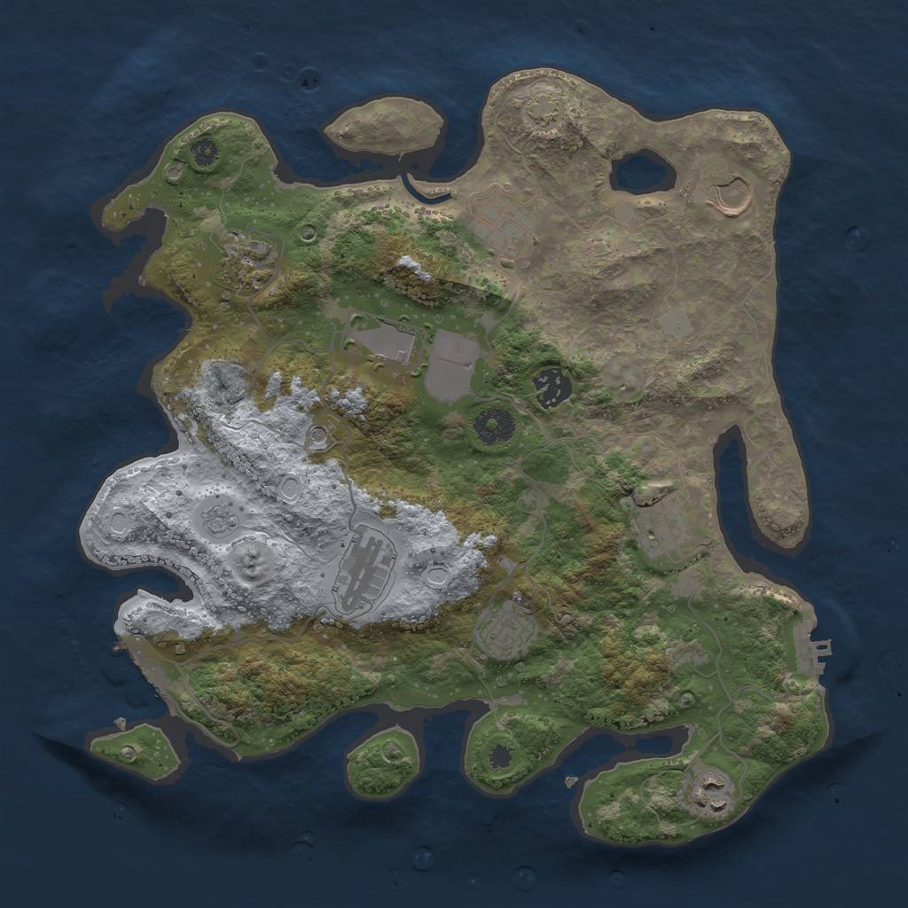 Rust Map: Procedural Map, Size: 3500, Seed: 23880424, 17 Monuments
