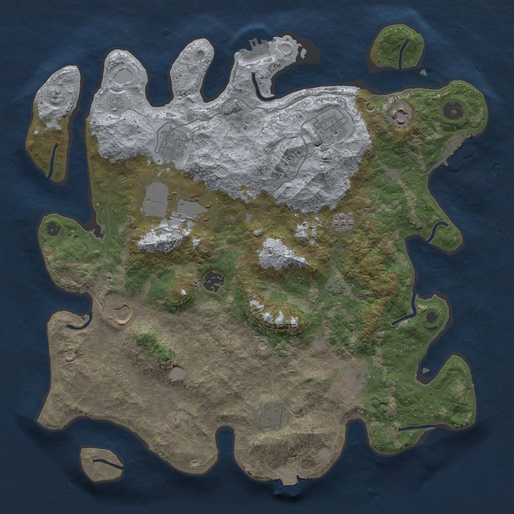 Rust Map: Procedural Map, Size: 3950, Seed: 45605269, 17 Monuments