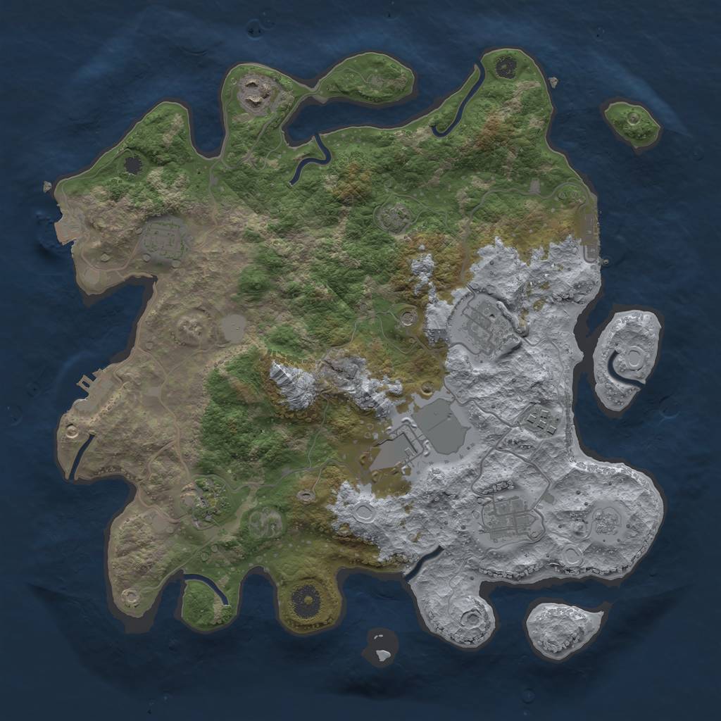 Rust Map: Procedural Map, Size: 3500, Seed: 13017790, 15 Monuments