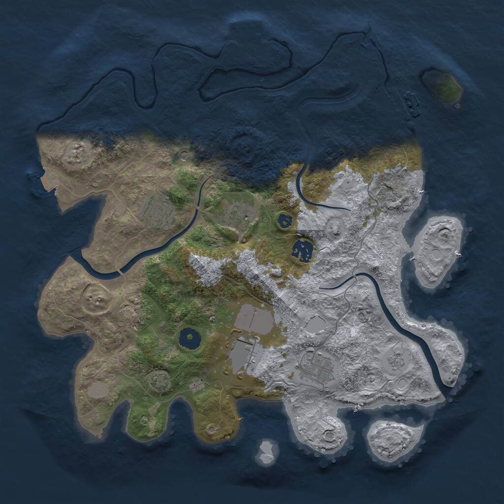 Rust Map: Procedural Map, Size: 3500, Seed: 13017790, 13 Monuments