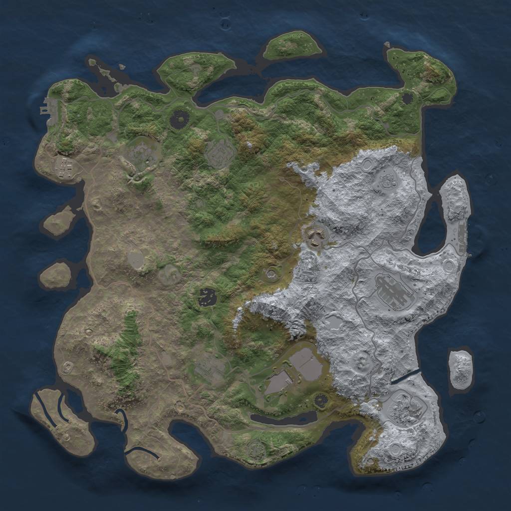 Rust Map: Procedural Map, Size: 4000, Seed: 1759751032, 17 Monuments