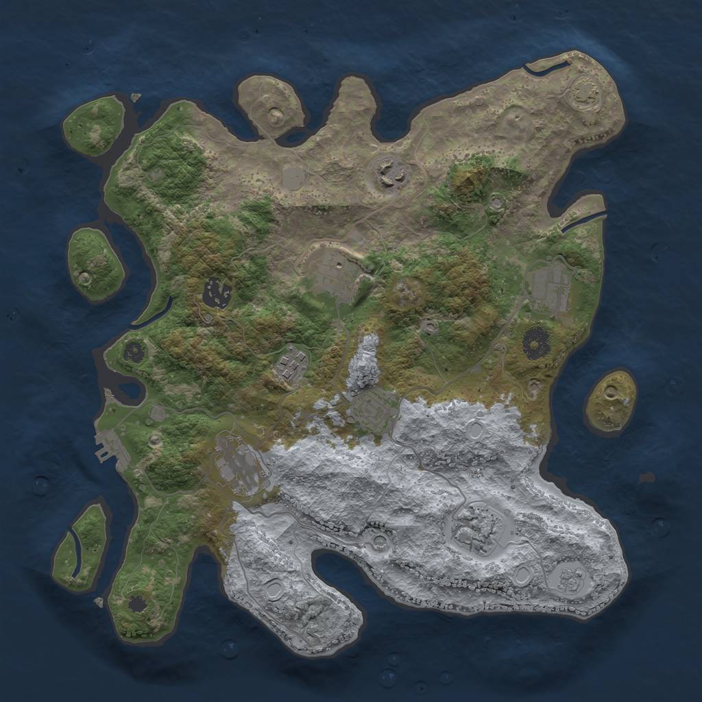 Rust Map: Procedural Map, Size: 3450, Seed: 79772971, 15 Monuments