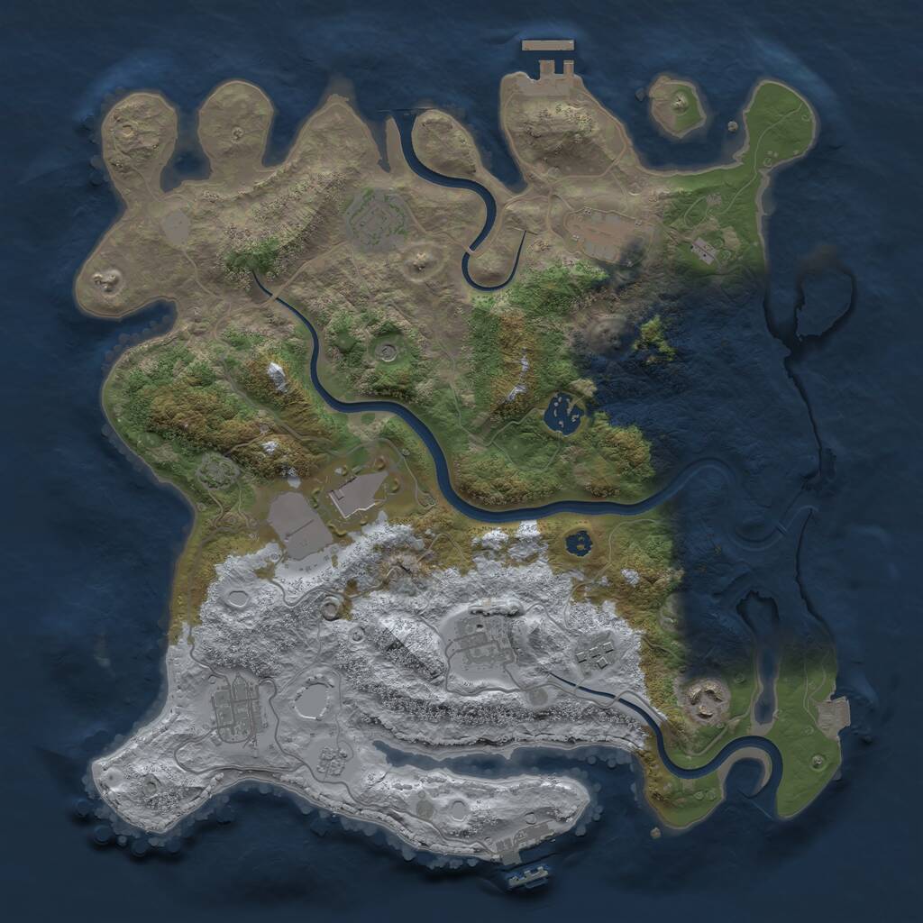 Rust Map: Procedural Map, Size: 3600, Seed: 27550153, 14 Monuments