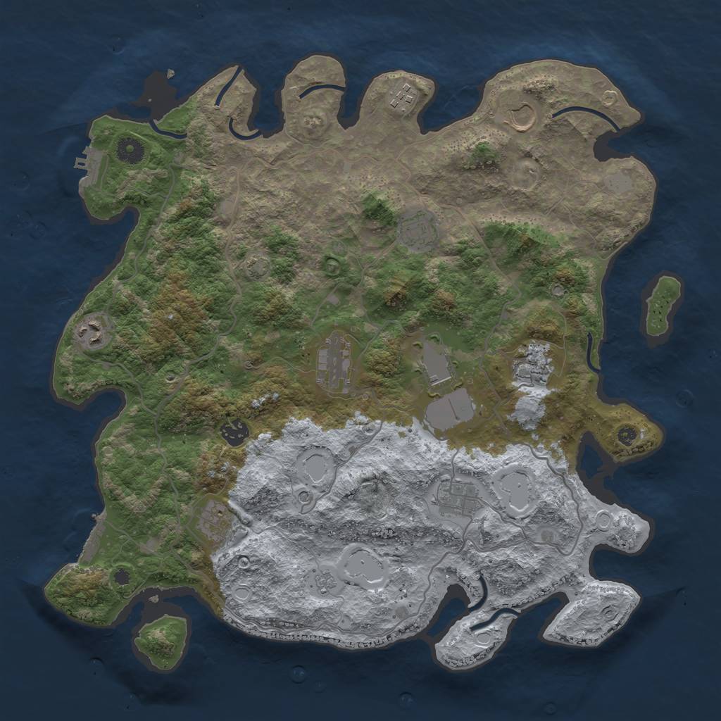 Rust Map: Procedural Map, Size: 4000, Seed: 72568729, 18 Monuments
