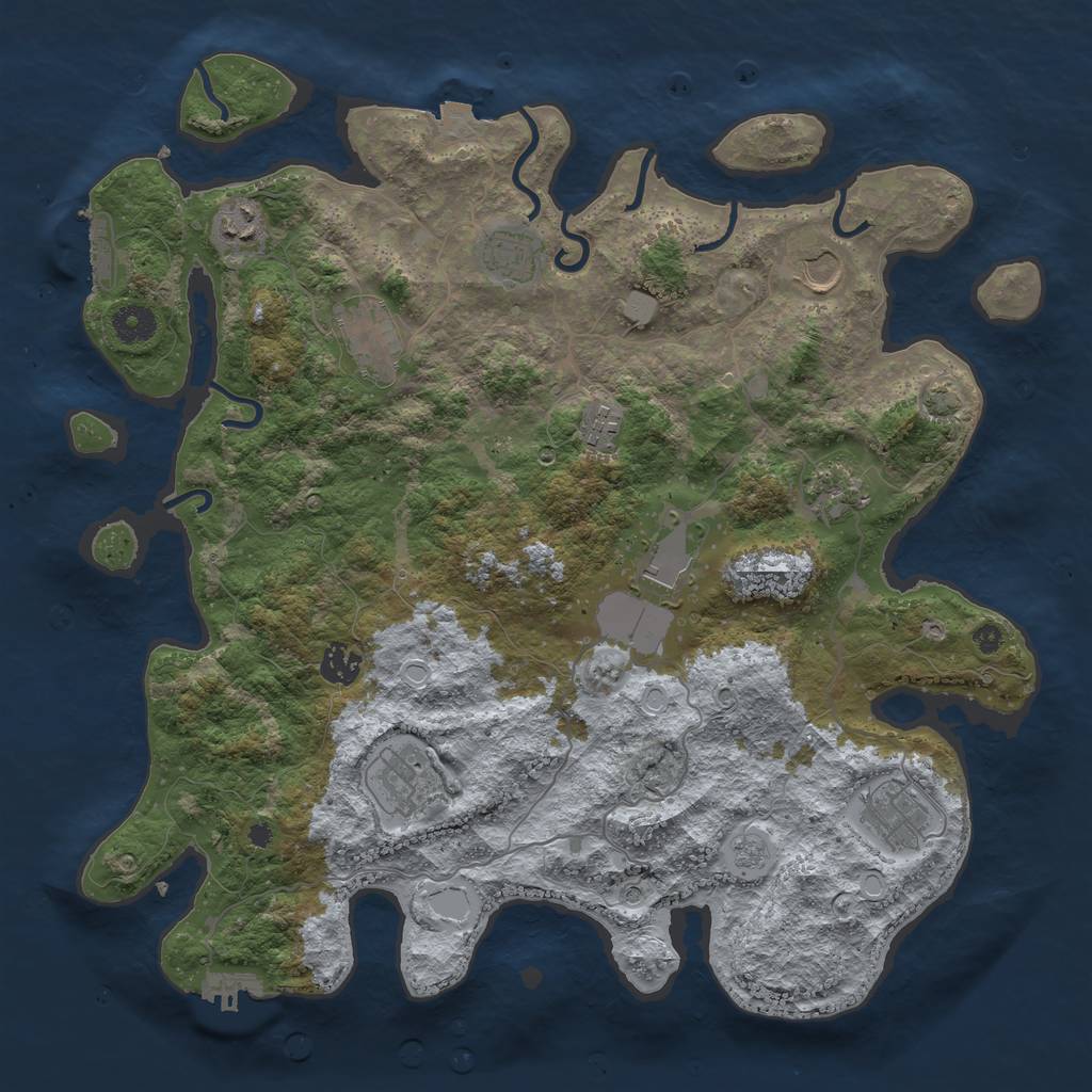 Rust Map: Procedural Map, Size: 3950, Seed: 49493171, 18 Monuments