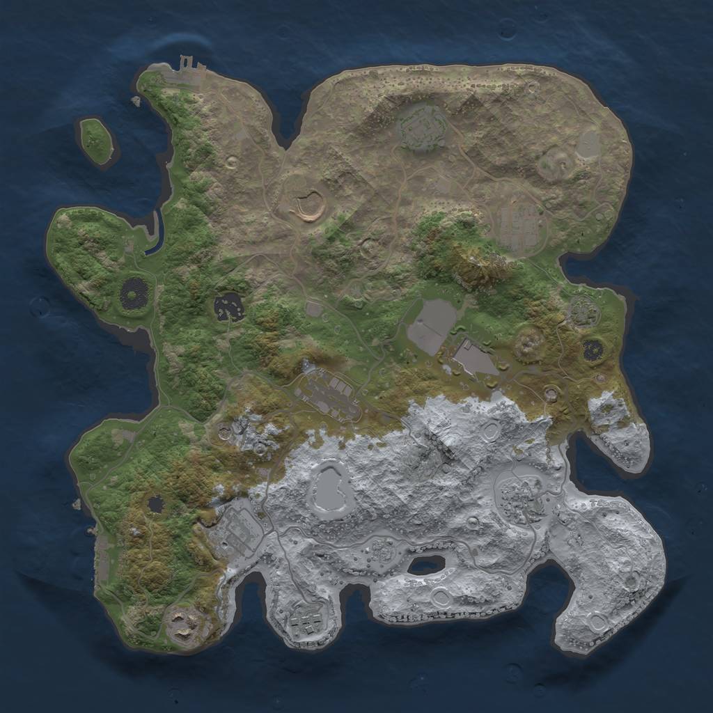 Rust Map: Procedural Map, Size: 3500, Seed: 808036922, 18 Monuments