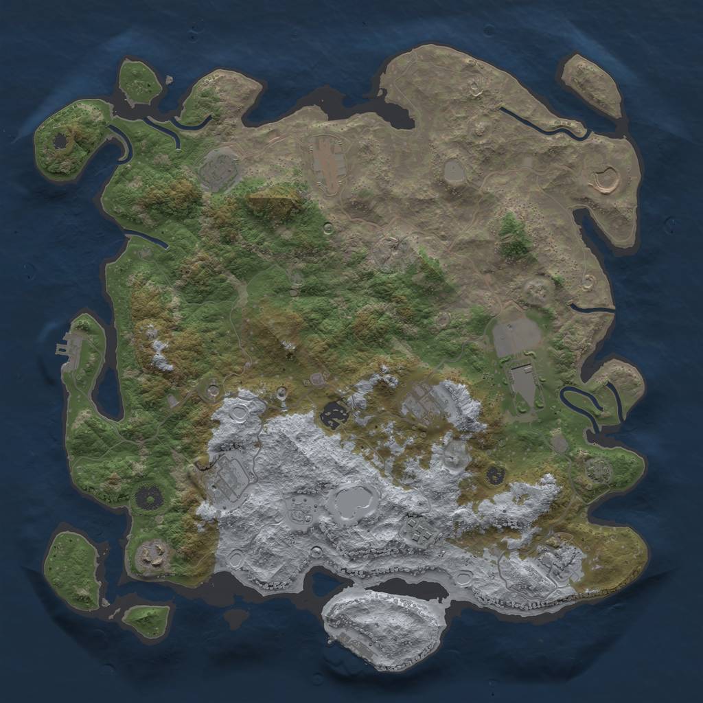 Rust Map: Procedural Map, Size: 3950, Seed: 49546206, 18 Monuments