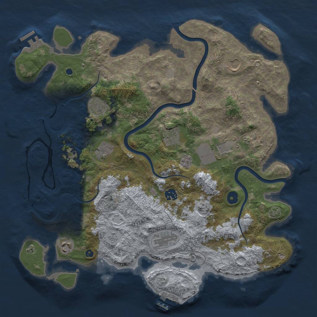 Rust Map: Procedural Map, Size: 3950, Seed: 49546206, 16 Monuments