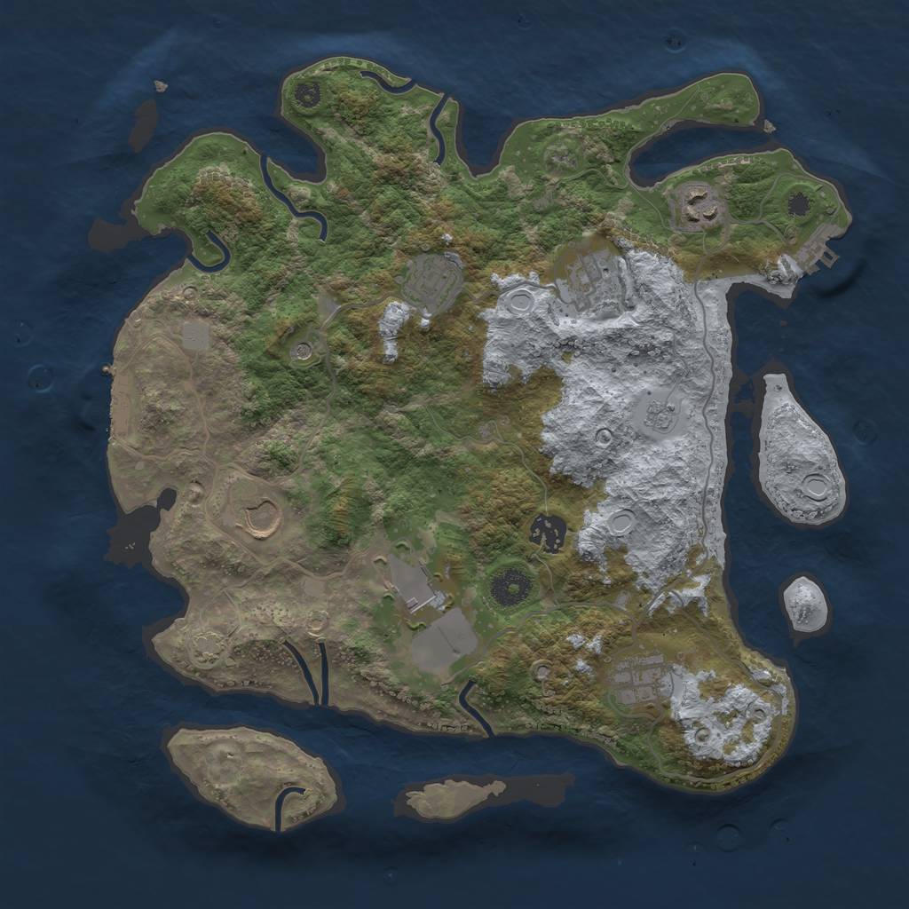 Rust Map: Procedural Map, Size: 3550, Seed: 10069557, 15 Monuments