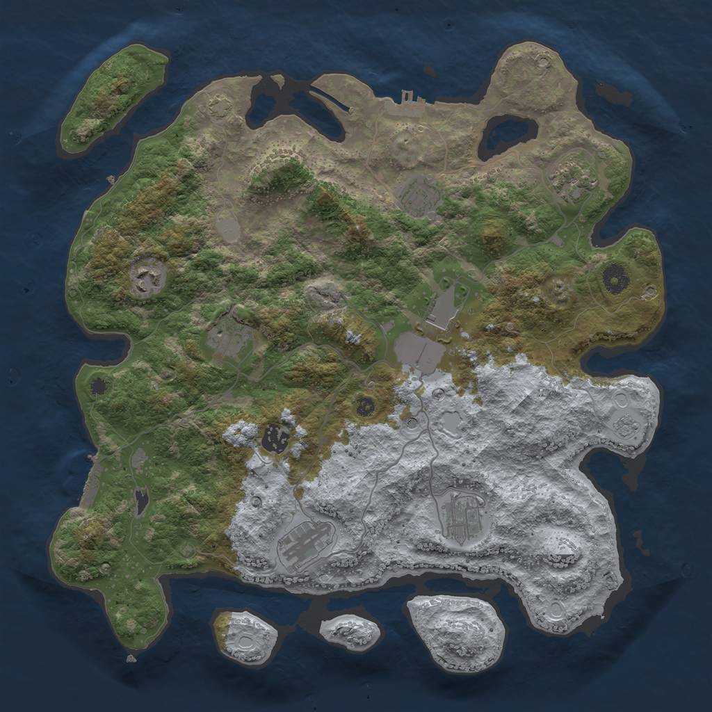 Rust Map: Procedural Map, Size: 3850, Seed: 60643301, 16 Monuments