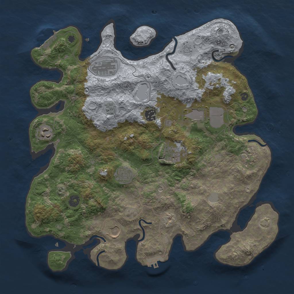Rust Map: Procedural Map, Size: 3750, Seed: 35321634, 17 Monuments