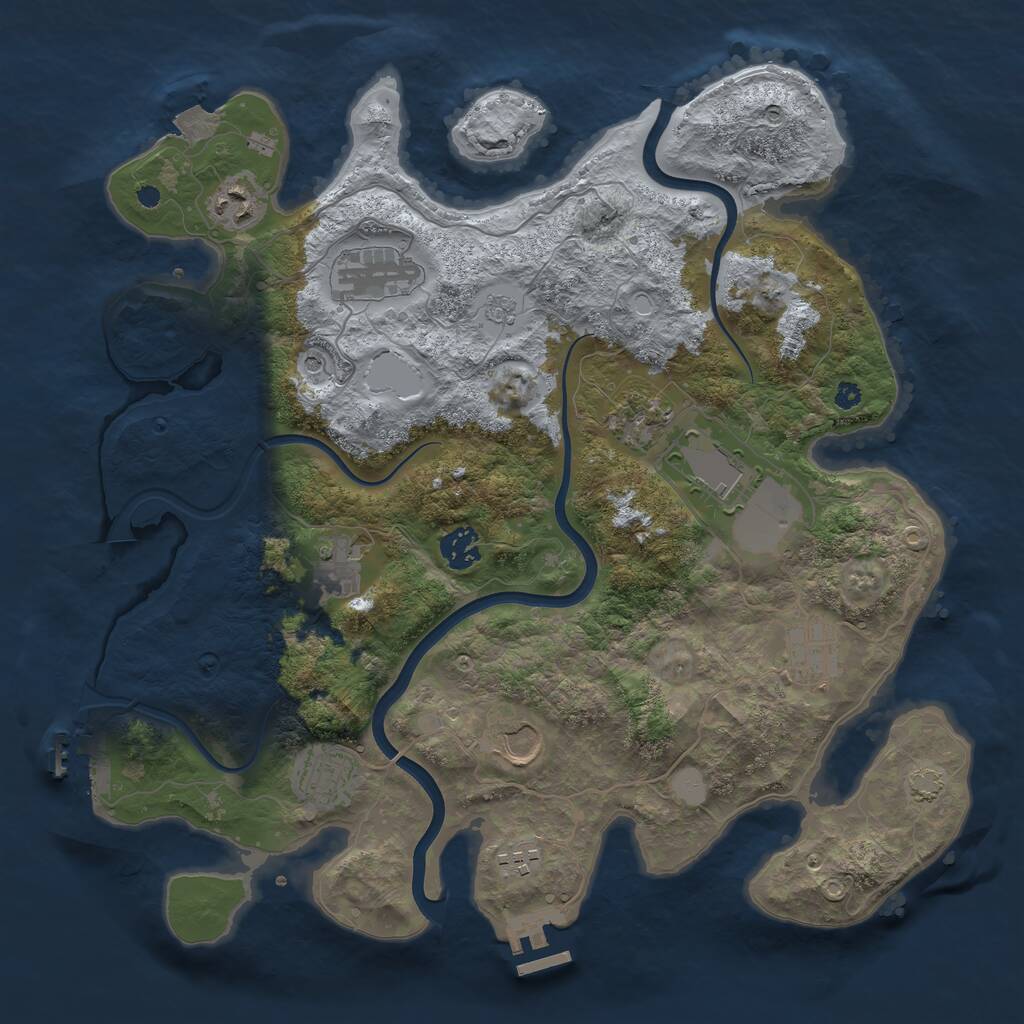 Rust Map: Procedural Map, Size: 3750, Seed: 35321634, 16 Monuments